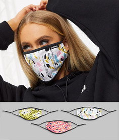 Набор из 3 масок для лица с принтом и регулируемыми ремешками Hype-Мульти