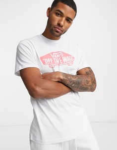 Бело-коралловая футболка Vans-Белый