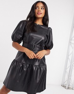 Черное платье из искусственной кожи Vero Moda-Черный