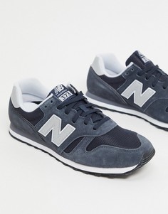 Темно-синие кроссовки с серой отделкой New Balance 373-Серый