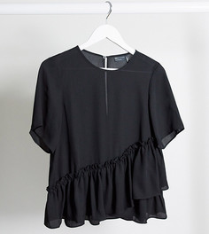 Черная футболка с оборкой ASOS DESIGN Maternity-Черный