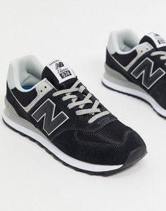 Черные замшевые кроссовки New Balance 574-Черный