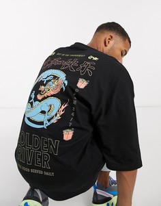 Oversized-футболка с принтом "Golden River" на спине ASOS DESIGN-Черный