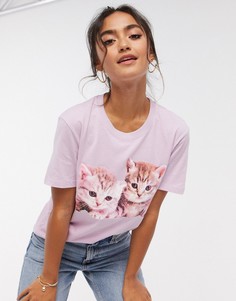Лавандовая футболка с принтом котят Brave Soul-Фиолетовый