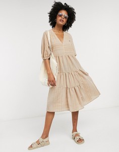 Свободное oversized-платье Vila-Светло-коричневый