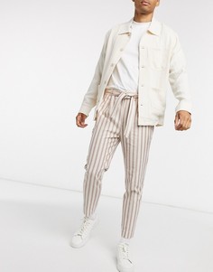 Светло-бежевые строгие брюки до щиколотки в полоску ASOS DESIGN-Светло-бежевый