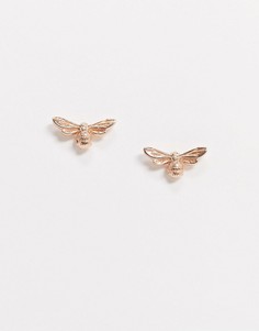 Серьги-гвоздики в виде пчелы с покрытием розовым золотом Olivia Burton-Золотой