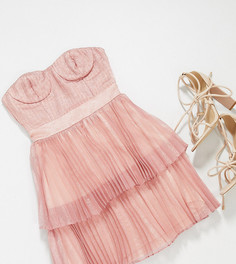 Ярусное платье мини цвета розового золота Collective the Label Petite-Золотой