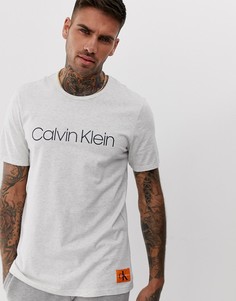 Белая футболка с круглым вырезом и логотипом Calvin Klein-Бежевый