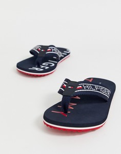 Темно-синие шлепанцы с логотипом и флагом Tommy Hilfiger-Темно-синий
