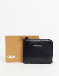 Черный кошелек на молнии из искусственной кожи с логотипом ASOS DESIGN Unrivalled Supply