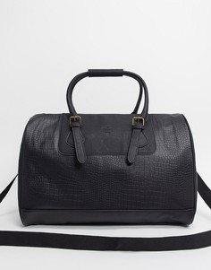 Черная сумка из искусственной крокодиловой кожи с логотипом ASOS DESIGN Unrivalled Supply-Черный
