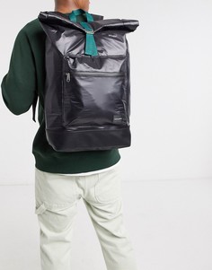 Черный рюкзак с ролл-топом и фирменной нашивкой ASOS DESIGN Unrivalled Supply-Темно-синий