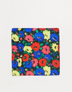 Платок для пиджака с ярким цветочным принтом ASOS DESIGN-Красный