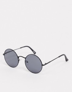 Круглые солнцезащитные очки с черными стеклами ASOS DESIGN-Черный