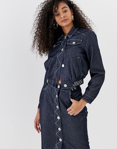 Короткая джинсовая куртка с логотипом Emporio Armani-Синий