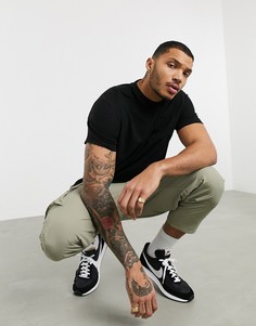Черная футболка с карманом Bershka-Черный