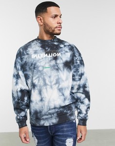 Oversized-свитшот с принтом ASOS DESIGN-Черный