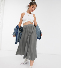 Серая плиссированная юбка миди ASOS DESIGN Petite-Мульти