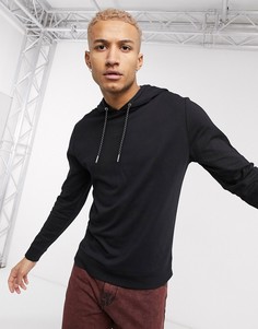 Легкое худи черного цвета со шнурками ASOS DESIGN-Черный
