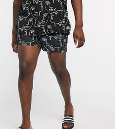 Короткие шорты для плавания от комплекта с принтом ASOS DESIGN Plus-Черный