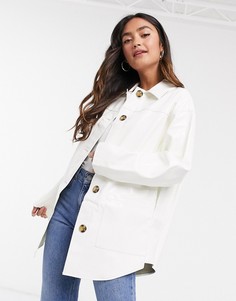 Виниловая куртка кремового цвета ASOS DESIGN-Кремовый