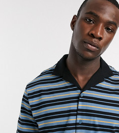 Свободное поло из органического хлопка с пуговицами ASOS DESIGN Tall-Темно-синий