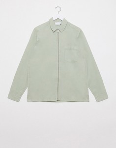 Шалфейно-зеленая рубашка навыпуск с молнией ASOS DESIGN-Зеленый