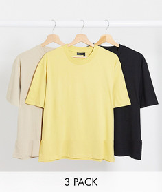 Набор из 3 свободных футболки из органического хлопка ASOS DESIGN - Скидка-Мульти
