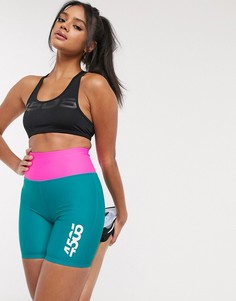 Леггинсы-шорты для бега с контрастным поясом ASOS 4505-Зеленый