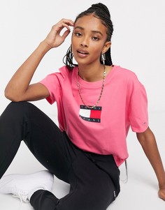 Розовая футболка с логотипом-флагом Tommy Jeans-Розовый