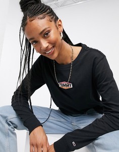Черный лонгслив с логотипом Tommy Jeans