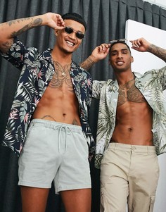 Темно-синяя рубашка с принтом и короткими рукавами Jack & Jones Originals-Темно-синий