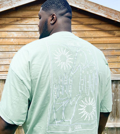 Oversized-футболка пастельно-зеленого цвета с вышивкой ASOS DESIGN Plus-Зеленый