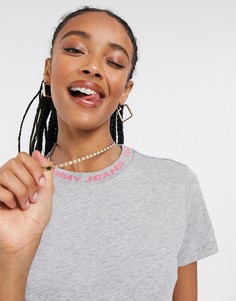 Серая футболка с логотипом на воротнике Tommy Jeans-Серый