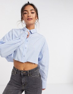Короткая рубашка в полоску с необработанным краем ASOS DESIGN-Бесцветный