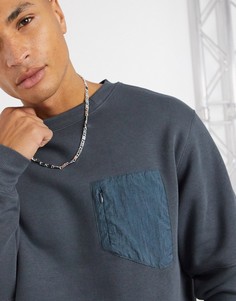 Темно-серый свитшот с нейлоновой вставкой River Island