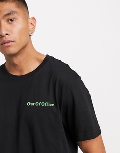Черная футболка с принтом "Out of office" Weekday-Черный