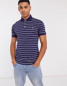 Приталенное поло в полоску с логотипом Polo Ralph Lauren-Темно-синий