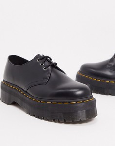 Черные туфли на платформе с 3 парами люверсов Dr Martens 1461-Черный