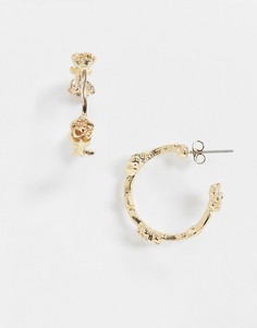Золотистые серьги-кольца с искусственным жемчугом Vero Moda-Золотой