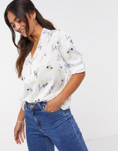 Свободная атласная рубашка с цветочным принтом и длинными рукавами ASOS DESIGN-Мульти