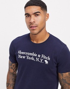 Темно-синяя футболка с логотипом Abercrombie & Fitch-Темно-синий