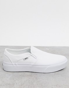 Белые парусиновые кеды на платформе Vans Asher-Белый