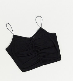 Черный кроп-топ со сборками спереди ASOS DESIGN Petite