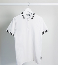 Приталенное поло с окантовкой и молнией ASOS DESIGN Tall-Белый