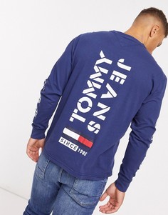 Лонгслив с принтом Tommy Jeans-Темно-синий
