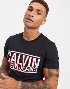 Футболка узкого кроя Calvin Klein Jeans-Черный