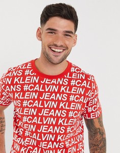 Футболка классического кроя с логотипом Calvin Klein Jeans-Красный