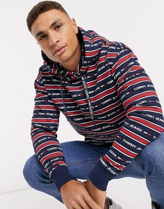 Худи в полоску с логотипом Tommy Jeans-Темно-синий